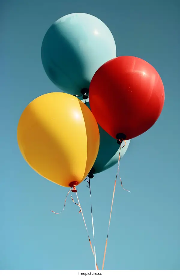 Three Balloons Floating In The Sky
