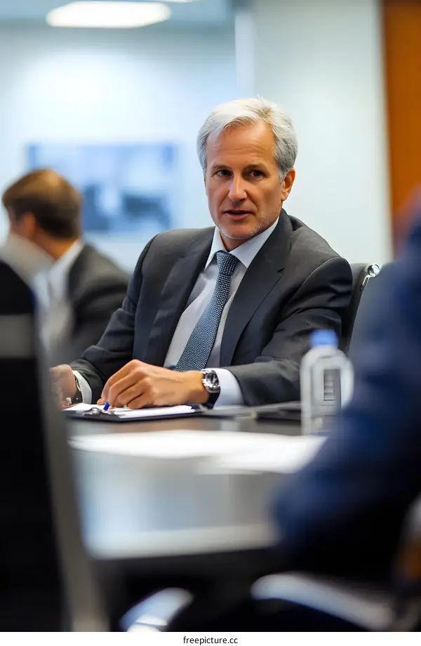 Businessman in a Meeting Discussing Important Topics