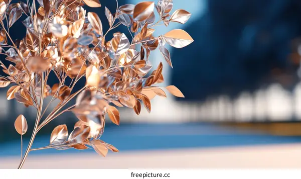 3D Rendered Gold Leaves in a Park Setting