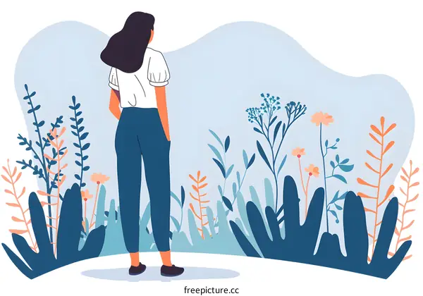 Woman Standing in a Field of Flowers