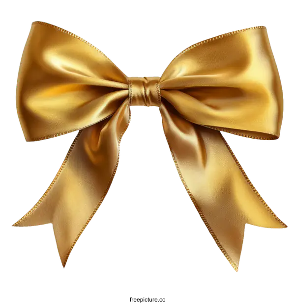 [Transparent Background PNG]Golden Satin Ribbon Bow Decoration