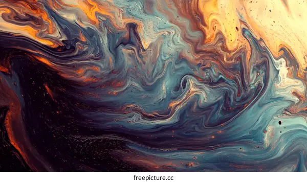 Abstract Fluid Art Colorful Marbling Design