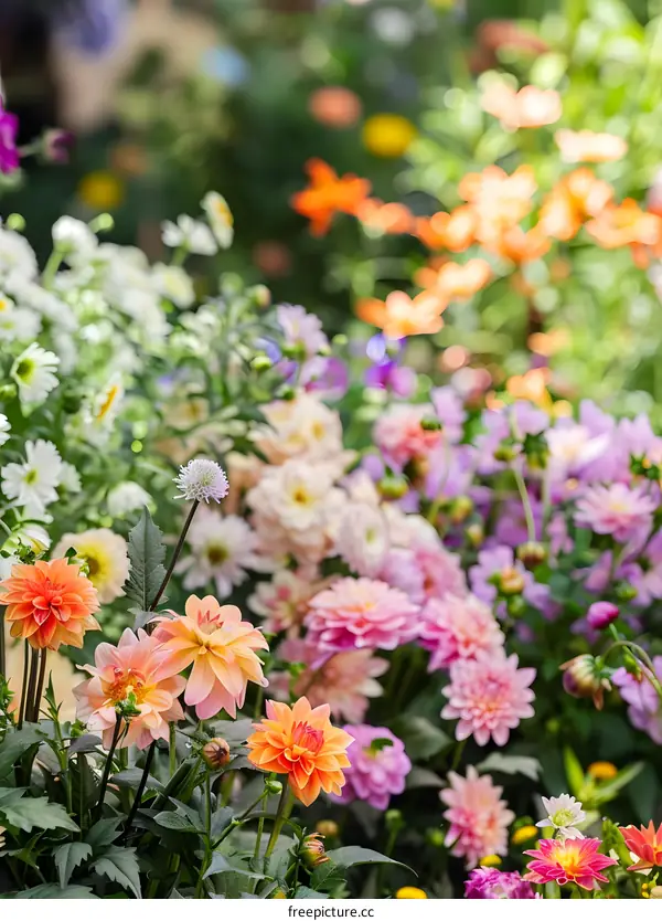 Colorful Flowers Blooming in a Garden