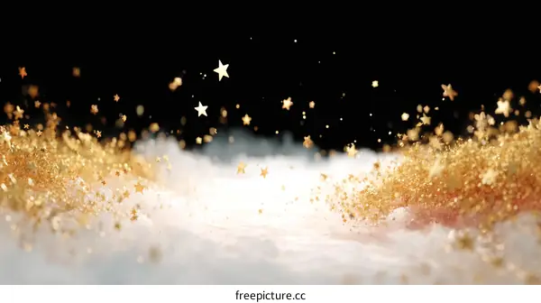Golden Stars Falling on Fluffy Cotton Candy