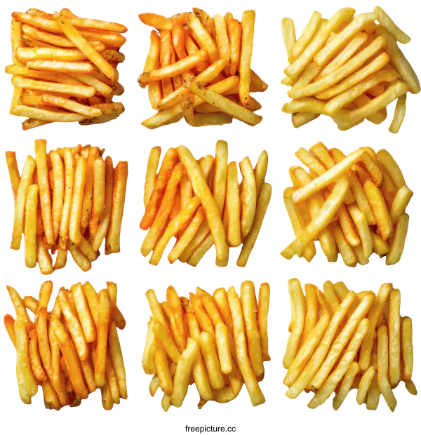 [Transparent Background PNG]Delicious French Fries with Different Textures