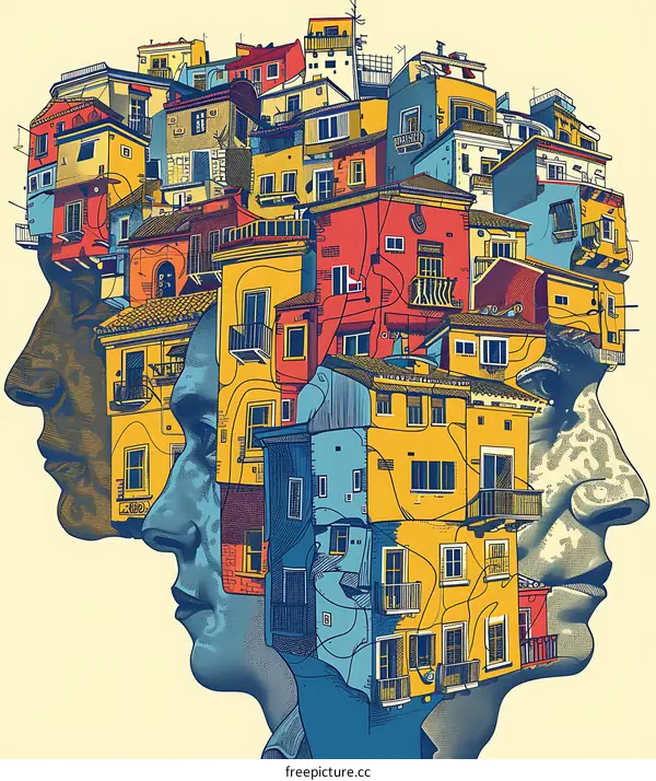 The Human Cityscape - Buildings and Faces Intertwined