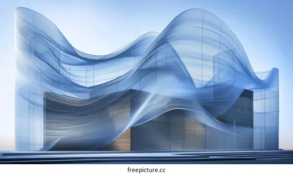 Blue translucent wavy architecture