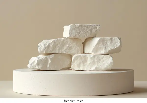 Elegant Stacked White Rocks on a Display Platform