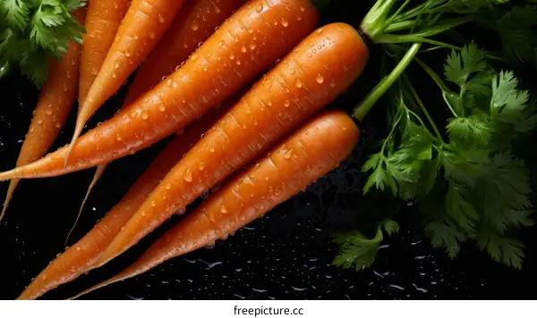 Fresh Carrots with Green Leaves