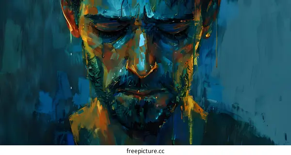 Portrait of a Bearded Man with his Eyes Closed