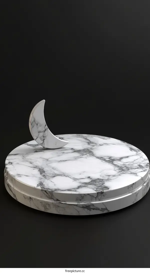 Elegant Marble Display Stand with Crescent Moon