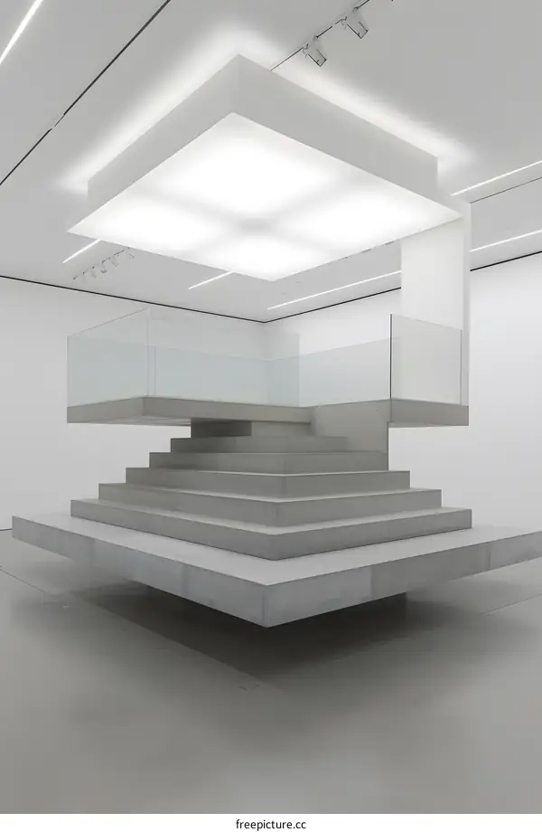 Concrete Sculpture Installation in a Modern Gallery