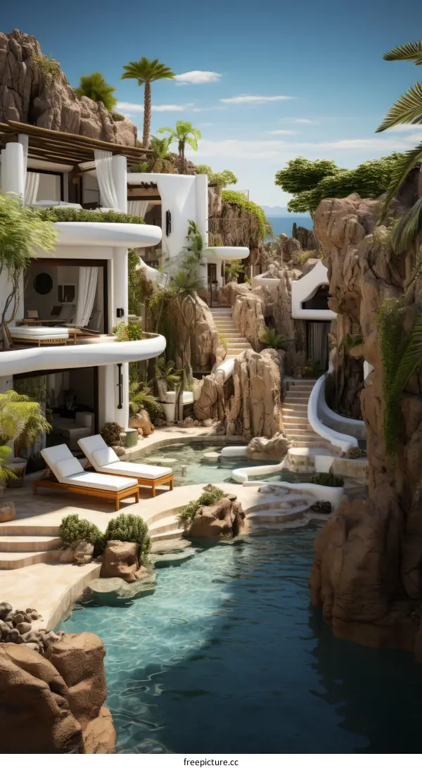 futuristic luxury villa with pool