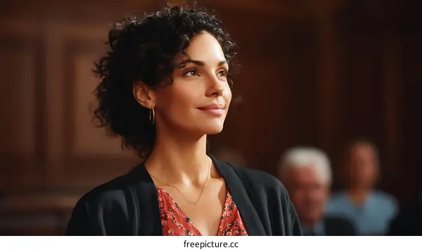 Thoughtful Woman in a Meeting