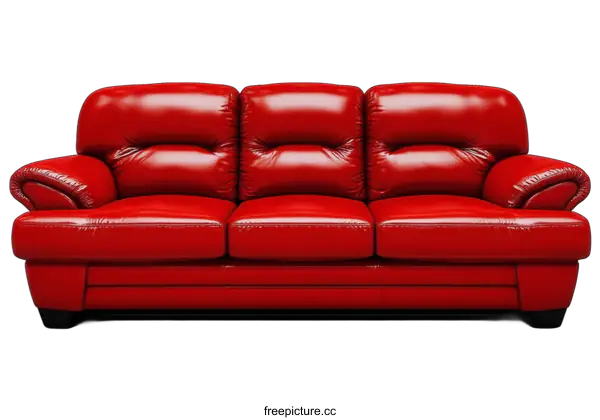 [Transparent Background PNG]Red Leather Sofa Illustration