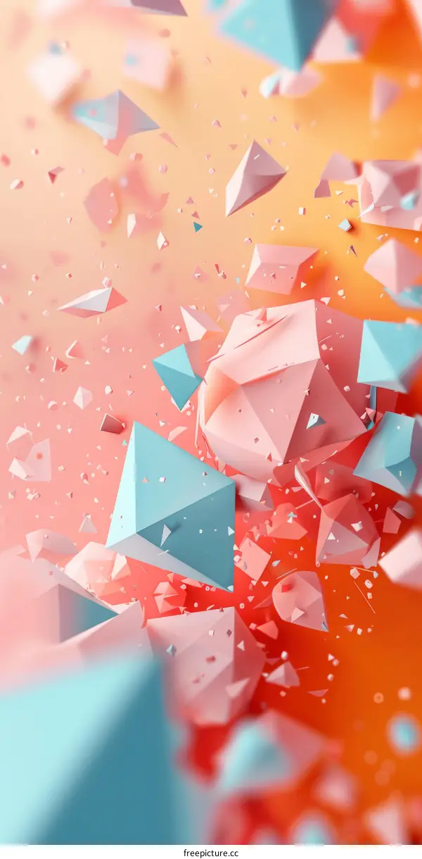 Abstract Pink and Blue Polygonal Explosion