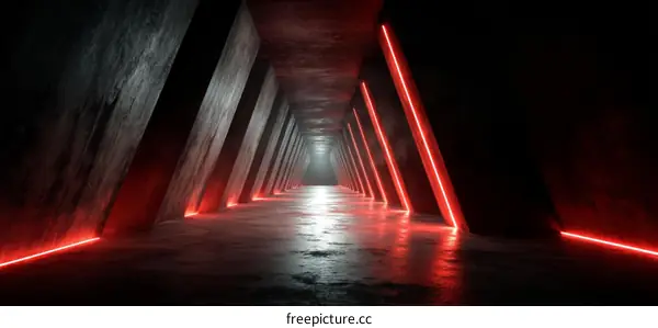 Abstract Neon Tunnel Corridor Illustration