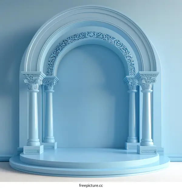 Elegant Light Blue Archway with Columns
