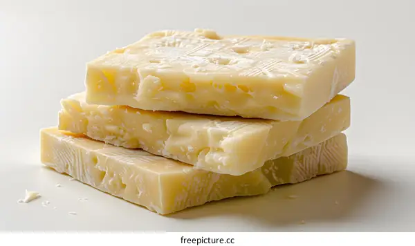 Slices of cheese on a white background