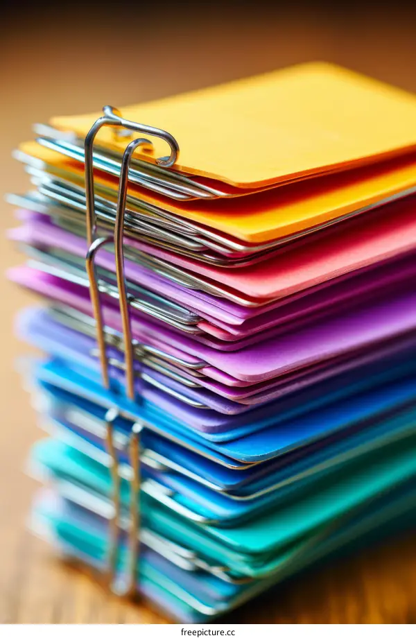 A stack of colorful paper