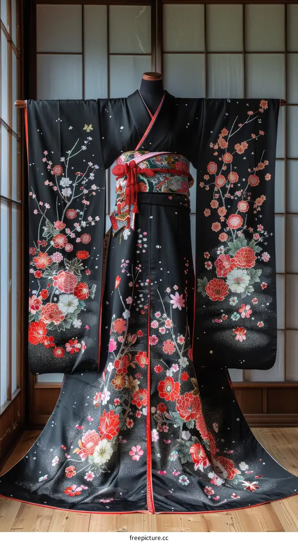 A kimono with a floral pattern