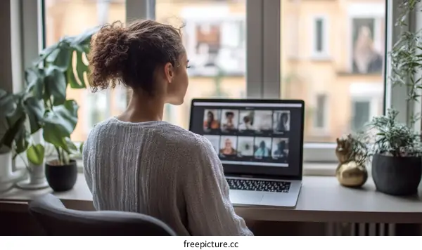 Remote Work Meeting by Window