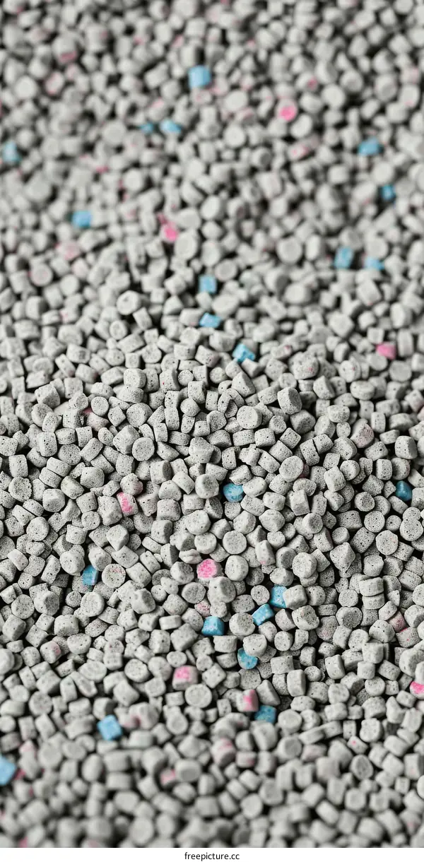 Clumping cat litter with blue and pink crystals