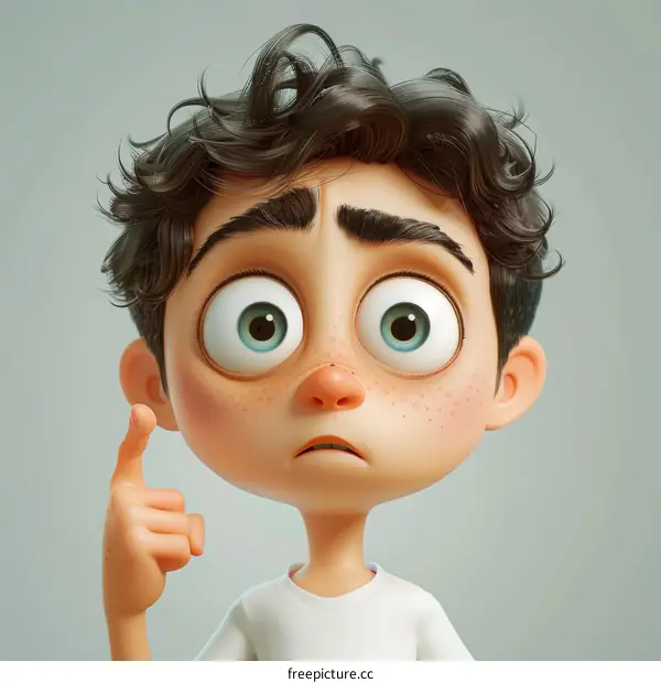 Illustration of a boy thinking