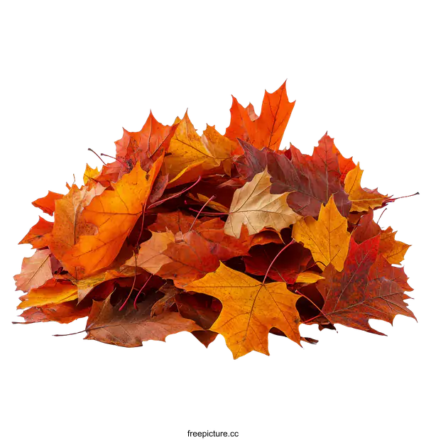 [Transparent Background PNG]Autumn Leaves Pile Isolated on White Background
