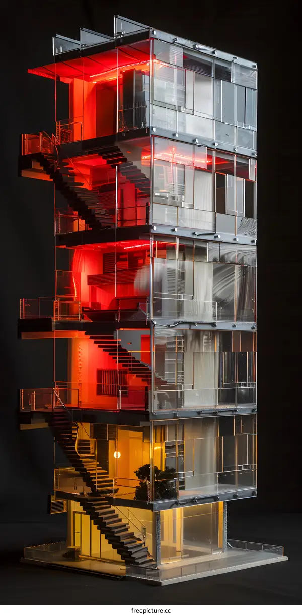 Modern Architecture Glass Building Model