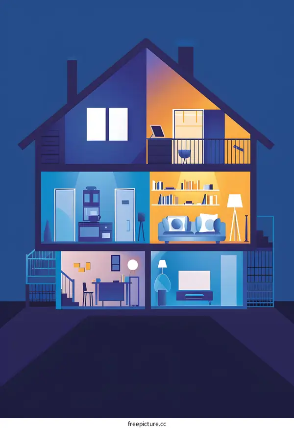 Home Interior Design With Different Rooms And Lighting