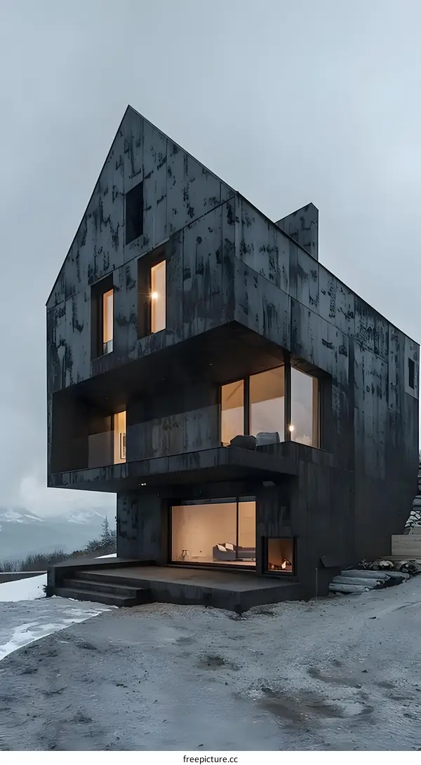 Modern Black Cabin Home With Mountain View