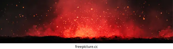 Volcanic Eruption at Night
