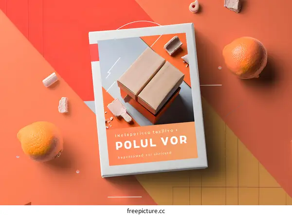 Orange Fruit on Colorful Background with Boxes