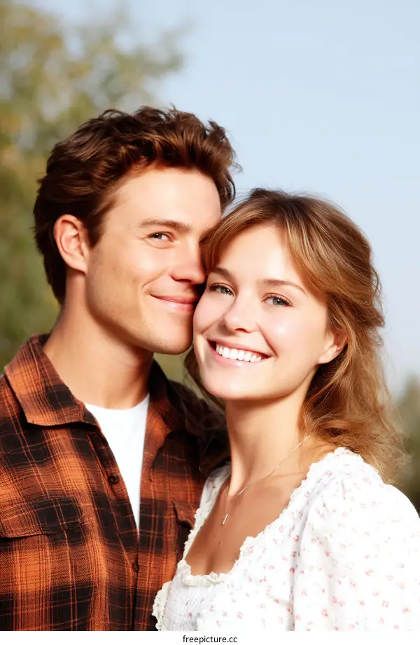 Closeup Couple Portrait Outdoors