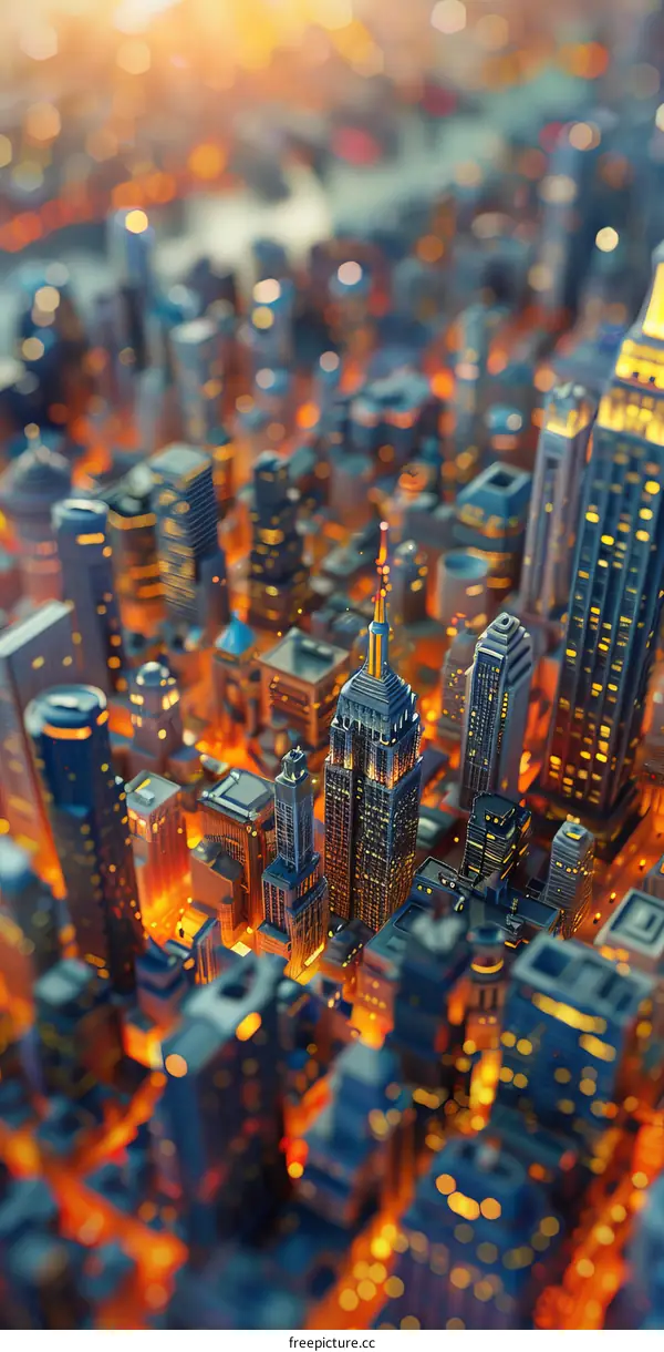 Cityscape Illustration of New York City at Night