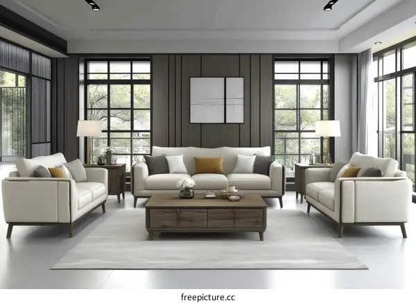 Modern Living Room Set Rendering