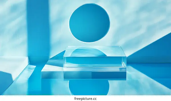 Modern Blue Minimalist Display Podium