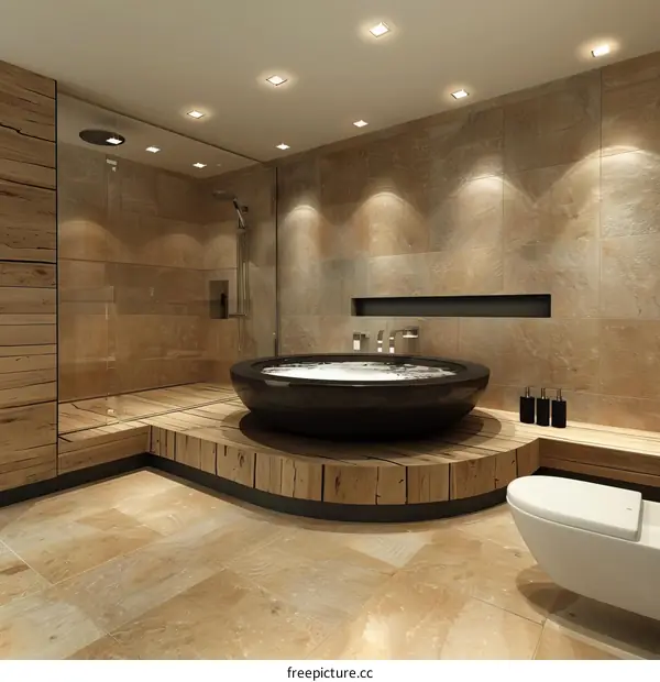 Modern Stylish Bathroom Design with Wooden Accents