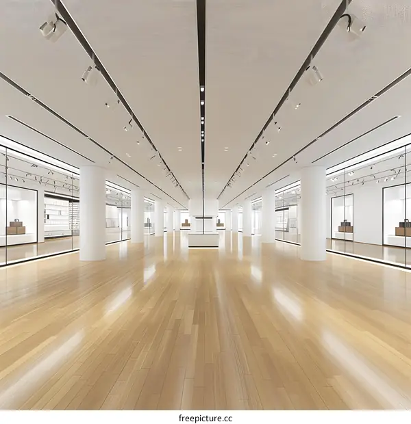 Empty Modern Interior Space Design With Wooden Floor And White Walls