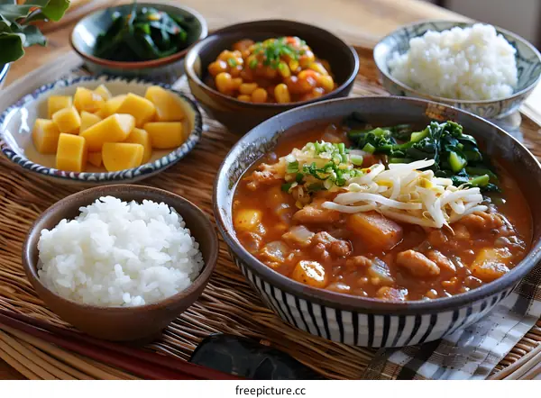 Japanese Cuisine with Stewed Meat and Rice