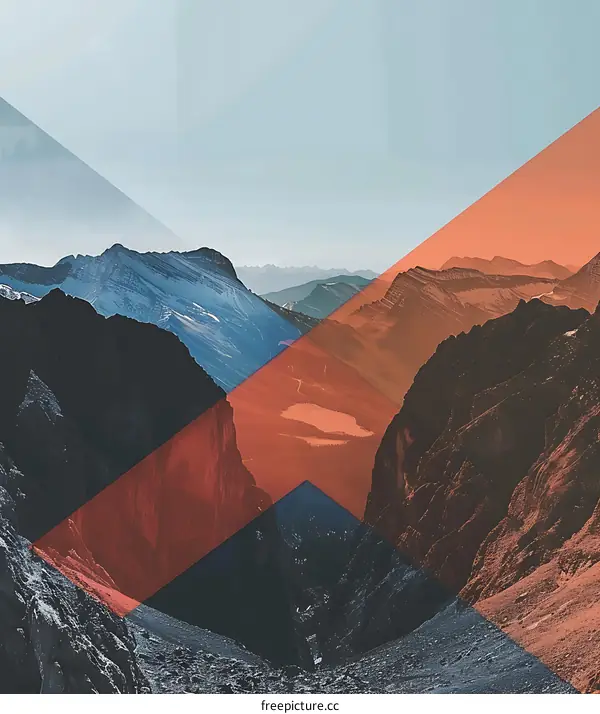 Abstract Mountain Landscape with Diagonal Lines