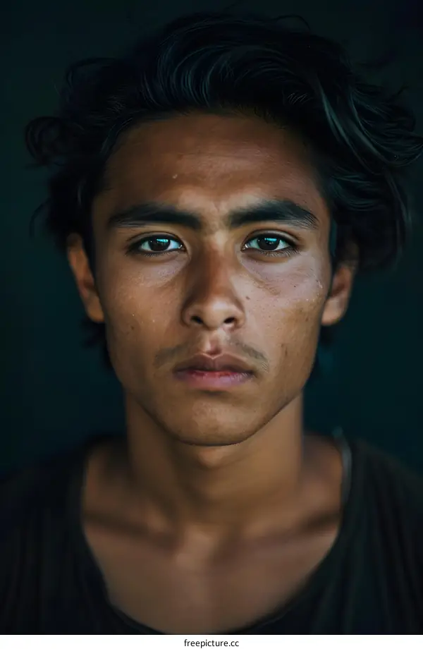 Portrait of a Young Man with Serious Expression
