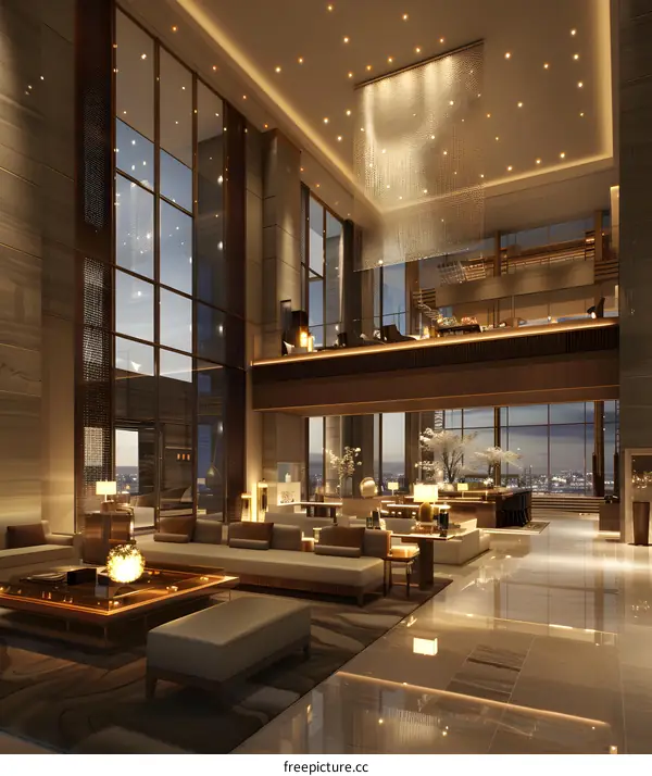 The lobby of the Four Seasons Hotel Pudong, Shanghai