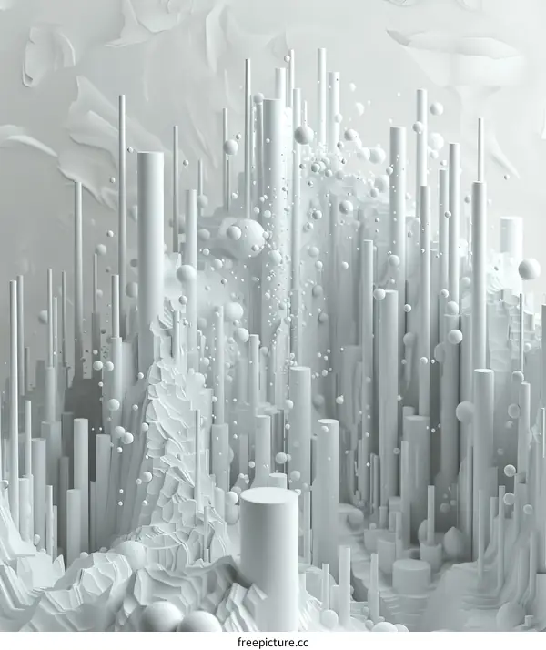 White Abstract 3D City with Geometric Shapes