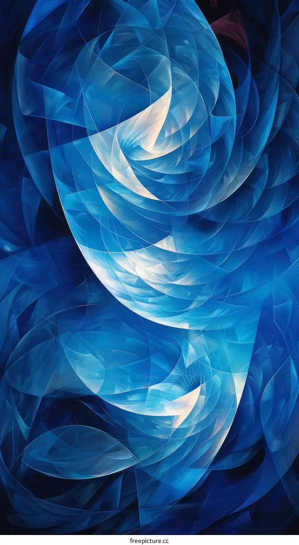 Abstract Geometric Artwork: Blue and White Swirls