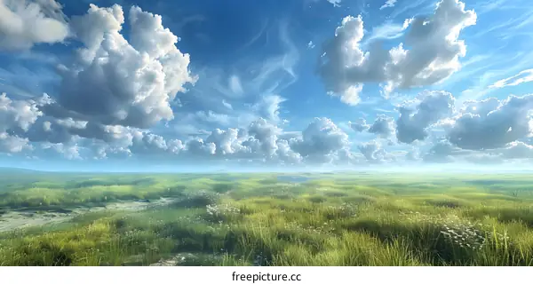 Grassland Under Blue Sky