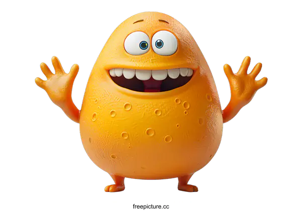 [Transparent Background PNG]Happy Orange Monster Waving
