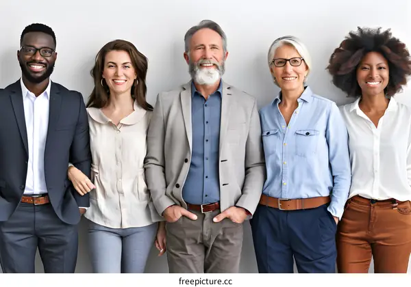 Diverse Group of People Standing Together in a Row