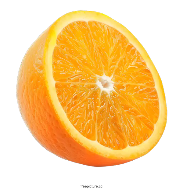 [Transparent Background PNG]Freshly Cut Orange Half Isolated On White Background